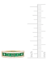 Lab Grown Emerald (1 ct. t.w.) & Diamond (1/3 Channel Set Band 14k Gold (Also available Sapphire)