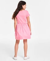 Tommy Hilfiger Big Girls Knit-to-Woven Short-Sleeve Dress