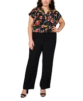 Vince Camuto Plus Floral-Print V-Neck Blouse