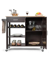 Gouun Kitchen Island Cart Rolling Serving Cart Wood Trolley