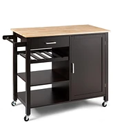 Gouun Kitchen Island Cart Rolling Serving Cart Wood Trolley