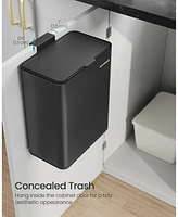 Slickblue 2.1-Gallon Hanging Trash Can with Lid for Kitchen or Bathroom Waste Storage