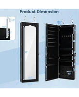 Gouun Lockable Wall Mounted Mirror Jewelry Armoire with 5 LEDs and 6 Drawers