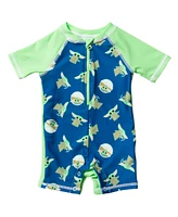 Star Wars Toddler Boys Yoda Half Zip Up One Piece Bathing Suit