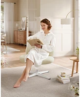 Slickblue Criss Cross Armless Office Chair with Wheels, Adjustable Height, Swivel Desk & Vanity Comfortable Cotton-Linen Seat