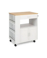 Gouun Rolling Kitchen Trolley with 3 Spice Racks Drawer Open Shelf