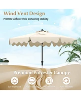 Costway 9 Ft Patio Umbrella 2-Tier Market Table with Sun-Protective Canopy