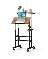 Gouun Height-adjustable Mobile Standing Desk with Split Top and Adjustable Angle