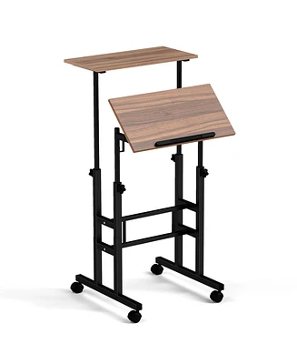 Gouun Height-adjustable Mobile Standing Desk with Split Top and Adjustable Angle