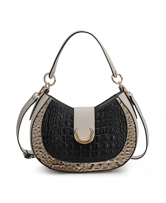 Mkf Collection Jain Half Moon Luxe Croc-Embossed Shoulder Bag, Spacious and Timeless by Mia K