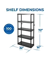 Gracious Living 5 Shelf Fixed Height Ventilated Medium Duty Storage Unit, Black