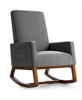 Gouun Rocking High Back Upholstered Lounge Armchair with Side Pocket