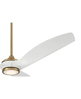 Casa Vieja 60" La Jolla Surf Modern Indoor Ceiling Fan 3 Blade Led Light Remote Control Soft Brass Finish White Blades Bedroom Living Room Kitchen Din