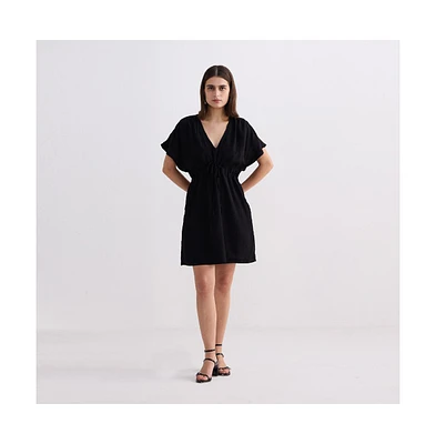 Reistor Women's Short gathered Dress Black