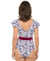 Coolibar Plus Upf 50+ Coconut Grove Flutter Sleeve Swimsuit