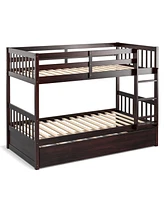 Gouun Twin Over Twin Bunk Bed with Pull-out Trundle and Ladder