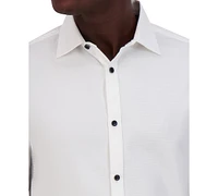 Karl Lagerfeld Paris Men's Slim-Fit Small Square Jacquard Dress Shirt