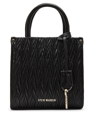 Steve Madden Natural Larry Matelasse Mini Box Tote Bag