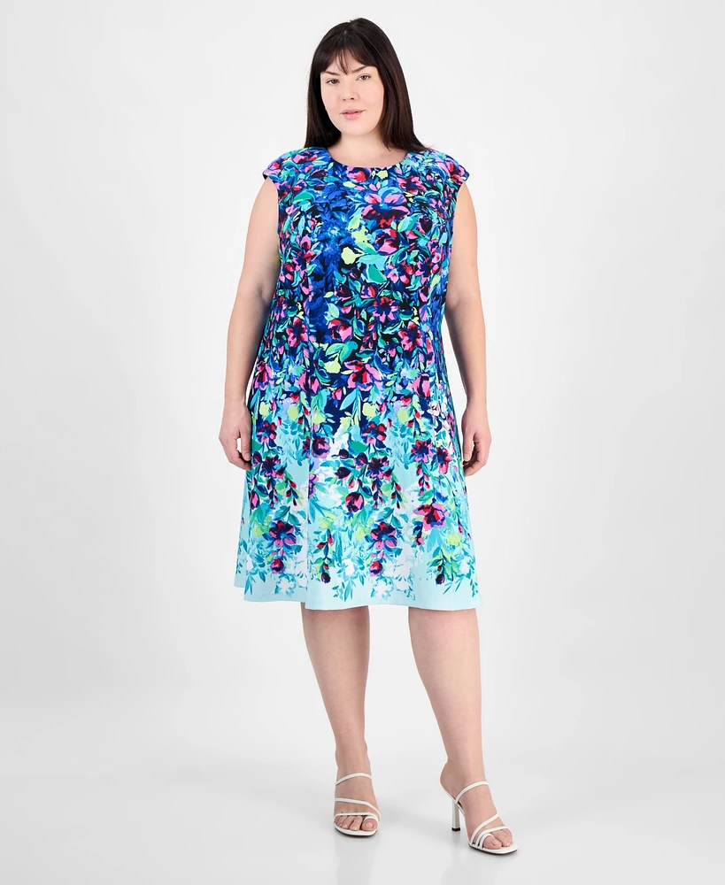 Connected Plus Printed Scuba Sleeveless Dress