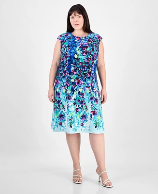 Connected Plus Printed Scuba Sleeveless Dress