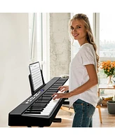 Sugift Black 88 Keys Folding Piano Keyboard for Beginner Portable Electric Piano with Stand and Sustain Pedal