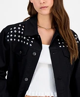 Madden Girl Juniors' Studded Boyfriend Denim Jacket