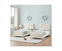 gaomon Twin Bed Frame for Boys & Girls, Velvet Upholstered Platform Bed Frame with Headboard, Strong Wooden Slats, Noise-Free,No Box Spring Needed