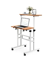 Gouun 2 in 1 Height Adjustable Sit Standing Computer Desk