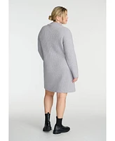 Eloquii Plus Elements Marled Knit Mock Neck Mini Dress
