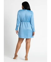 Eloquii Plus Strong Shoulder Tie Front Mini Dress