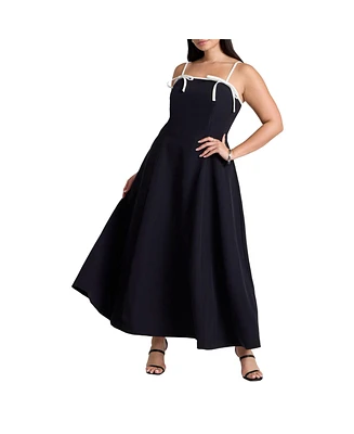 Eloquii Plus Bow Straps Maxi Flare Dress