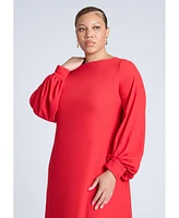 Eloquii Plus Puff Sleeve Open Back Midi Dress