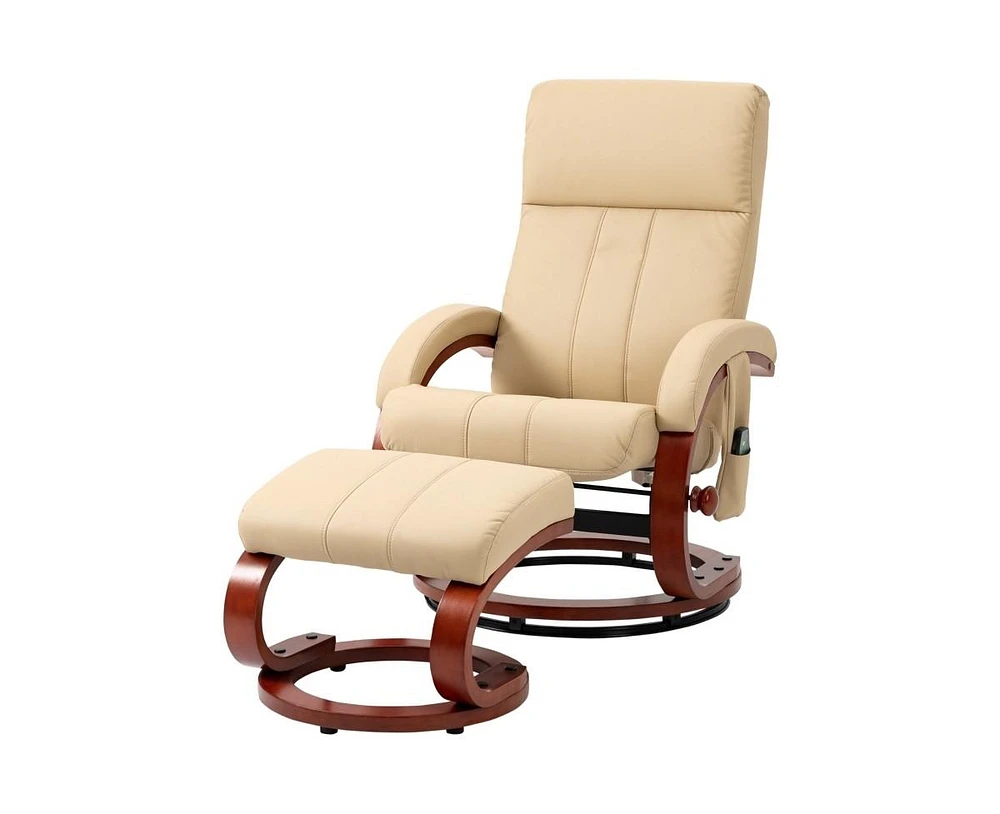 Slickblue Adjustable Faux Leather Electric Remote Massage Recliner Chair with Ottoman