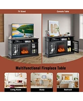 Gouun 48 Inch Fireplace Tv Stand with 18 Inch Fireplace Insert for TVs up to 55 Inch