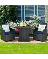 Slickblue 3-Piece Patio Dining Set with Pe Rattan and Cushions for Outdoor Living