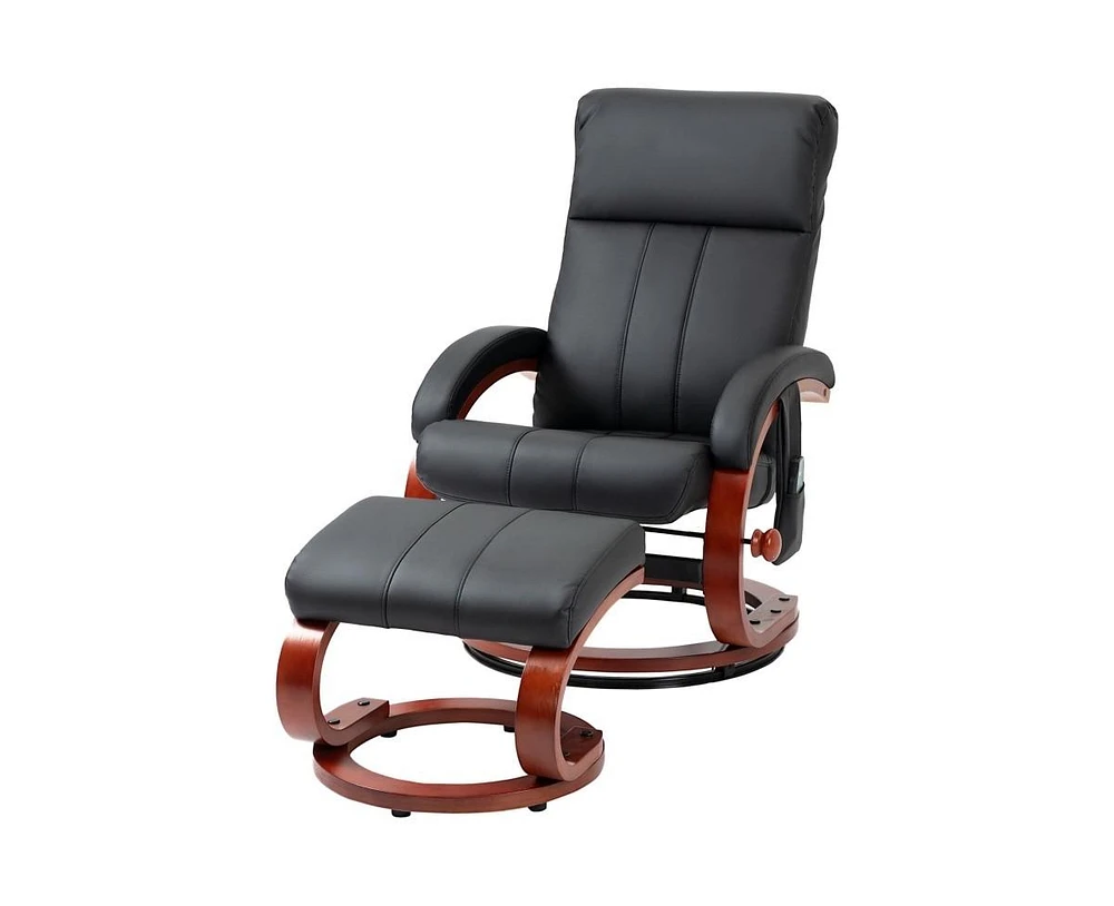 Slickblue Adjustable Faux Leather Electric Remote Massage Recliner Chair with Ottoman