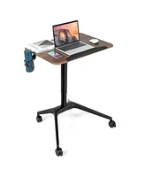 Gouun Pneumatic Standing Desk with Anti-fall Baffle and Cup Holder