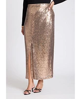 Eloquii Plus Sequin Shimmer Maxi Skirt With Slit