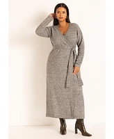 Eloquii Women's Plus Sweater Wrap Dress
