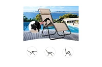 Slickblue 3 Piece Folding Portable Reclining Lounge Chairs Table Set