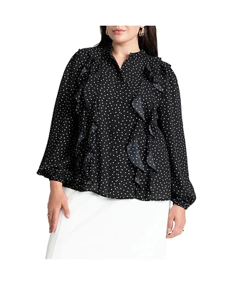 Eloquii Women's Plus Ruffle Detail Blouse