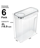 Sorbus 6 Pack (4L/16.9 Cups) Airtight Food Storage Dispensers for Beans, Pasta, Cereals, and More