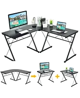 Gouun 59 Inches L-Shaped Corner Desk Computer Table for Home Office Study Workstation