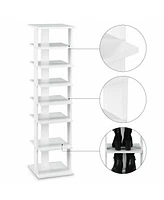 Gouun Wooden Shoes Storage Stand 7 Tiers Shoe Rack Organizer Multi-shoe Rack Shoebox