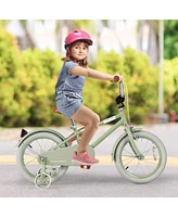 Costway 16" Kids Bike with Adjustable Saddle Handlebar Removable Training Wheels Handbrake