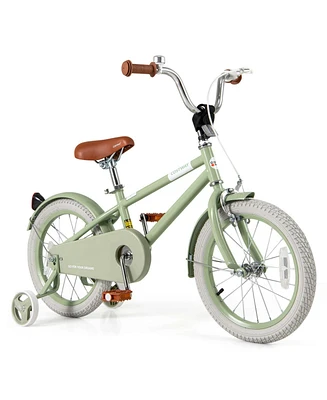 Costway 16" Kids Bike with Adjustable Saddle Handlebar Removable Training Wheels Handbrake