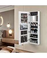 Gouun Mirrored Jewelry Armoire with Full Length Mirror and 2 Internal Led Lights