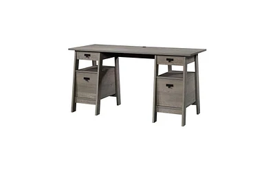 Slickblue Farmhouse Executive Desk with Filing Cabinets and Storage for Home Office