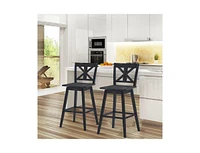 Slickblue Set of 2 Wood Modern Kitchen Dining Bar Stools with Farmhouse Swivel Seat