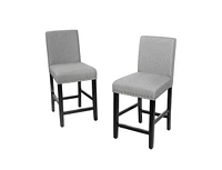 Slickblue Set of 2 Modern Kitchen Dining Bar Stools with Wood Legs and Linen Upholstered Seat